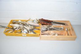 Mixed Lot: Two trays of various silver plated cutlery