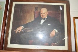 Coloured print Winston Churchill