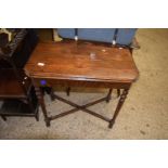 Early 20th Century oak folding card table with leather lined interior