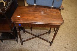 Early 20th Century oak folding card table with leather lined interior