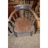 Late 19th Century elm seated bow back chair
