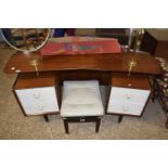 G-Plan retro mid Century twin pedestal dressing table with double mirrors together with accompanying