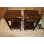 Pair of 20th Century dark wood single drawer bedside cabinets