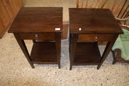 Pair of 20th Century dark wood single drawer bedside cabinets