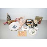 Mixed Lot: Assorted items to include porcelain model flowers, continental figure polished