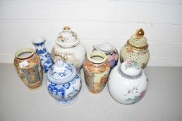 Mixed Lot: Various modern Oriental vases and covered jars, variety of designs