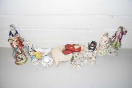 Mixed Lot: Various continental figures to include Sitzendorf plus various other ceramics