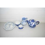 Collection of Wedgwood Jasper wares to include teapot with stand, accompanying jugs, sugar basin and
