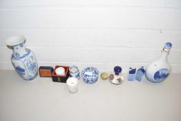 Mixed Lot: Royal Copenhagen spirit decanter, modern Chinese vase and various other small ceramics