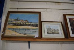 Felix Bernsaconi, study of Cromer, oil on board together with a further framed print (2)