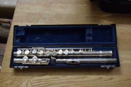 Cased silver plated Trevor James flute