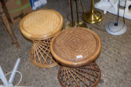 Two bamboo framed stools