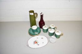 Mixed lot to include Hammersley coffee cans and saucers, ruby glass spirit decanter etc