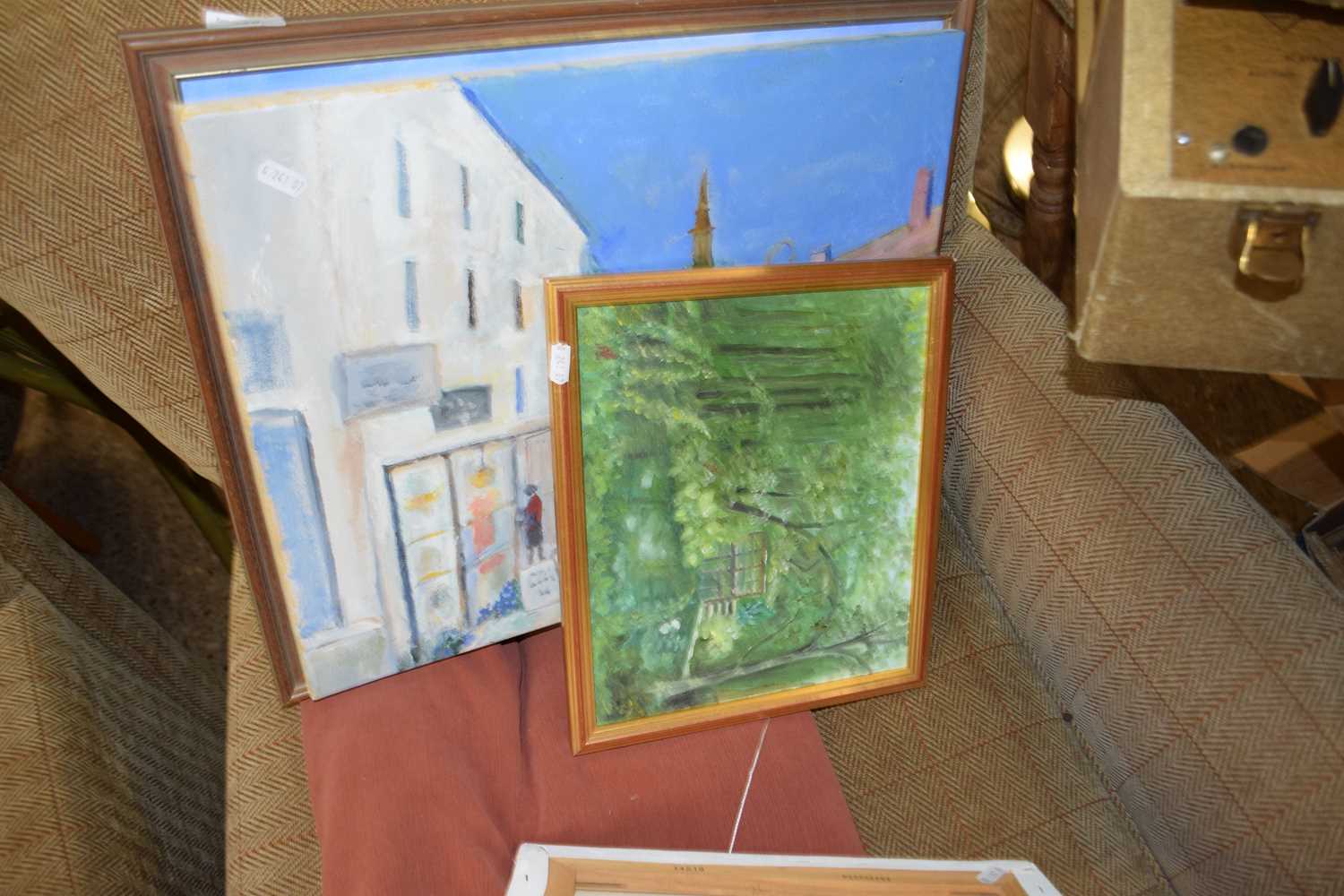 Mixed Lot: Four various modern oil studies, rural and town scenes - Image 2 of 4
