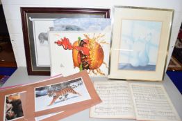 Mixed Lot: Various assorted framed and loose prints, volume music book In a Persian Garden, etc