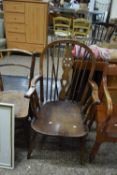 19th Century elm seated wheel back carver chair