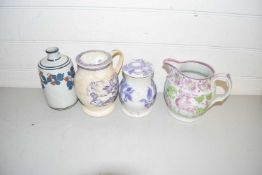 Mixed Lot: Victorian covered jars, lustre finish jug etc