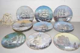 Collection of Franklin porcelain Clipper ships plates