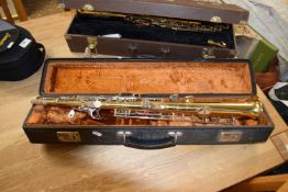 Brass straight saxophone marked 'Corton' with case