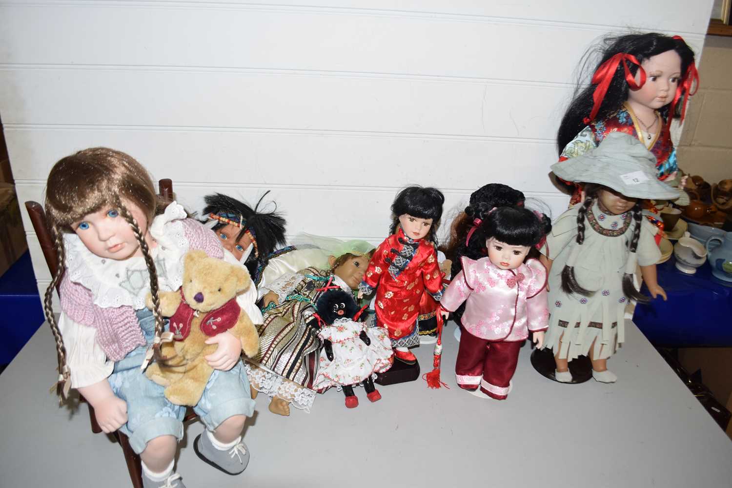 Mixed Lot: Various porcelain headed and other modern dolls