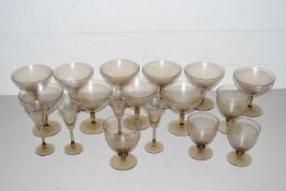 Mixed Lot: Various 20th Century smoked and clear glass drinking glasses, assorted shapes and sizes