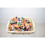 Box of various plastic toy wrestling figures