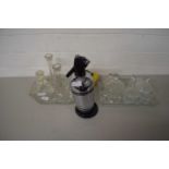 Mixed Lot: Glass dressing table set and a vintage soda syphon