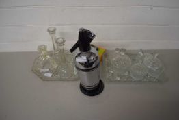 Mixed Lot: Glass dressing table set and a vintage soda syphon