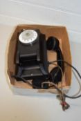 Vintage black wall mounted telephone marked PTT