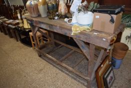 Large vintage wooden work bench
