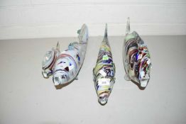 Four Murano glass fish