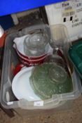 One box of assorted kitchen wares, glass dishes etc