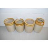 Four glazed kitchen storage jars