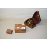 Reproduction sextant, case of playing cards and one other small box