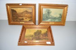 Three gilt framed oleograph pictures