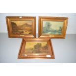 Three gilt framed oleograph pictures