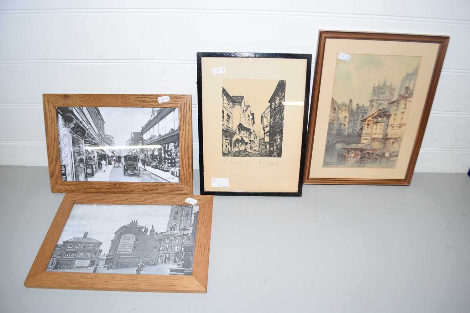 Mixed Lot: Various framed pictures to include photographic prints of Fakenham, an etching The