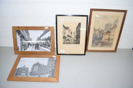 Mixed Lot: Various framed pictures to include photographic prints of Fakenham, an etching The