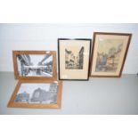 Mixed Lot: Various framed pictures to include photographic prints of Fakenham, an etching The