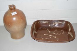 Unbranded pottery flagon and a further dish (2)