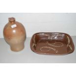 Unbranded pottery flagon and a further dish (2)