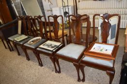 Six Edwardian mahogany framed dining chairs