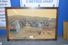 Daphne K Kennett, Study of a Bedouin Encampment, watercolour, framed and glazed