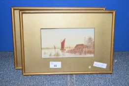 Herbert Hardy Bingley, two studies river scenes with wherries, watercolours, framed and glazed