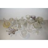 Mixed Lot: Various glass bowls, candlesticks and other items