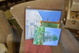 Mixed Lot: Four various modern oil studies, rural and town scenes