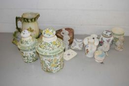 Mixed Lot: Modern iron stone kitchen jars, various assorted ceramics to include Wedgwood