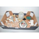 Box of various assorted animal ornaments, assorted ceramics etc