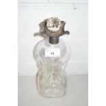 Clear dimple glass decanter with silver collar