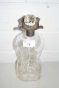 Clear dimple glass decanter with silver collar